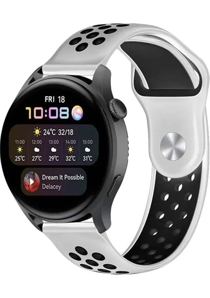 Newface Watch 22MM Spor Delikli Kordon - Beyaz-Siyah