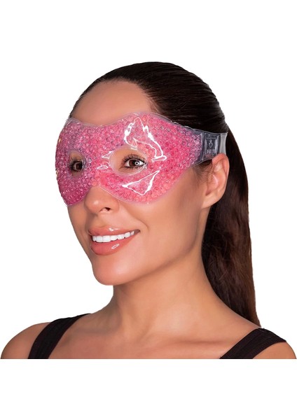 Pembe Jel Boncuklu Göz Maskesi, Soğuk & Sıcak Kullanım Rahatlatıcı Terapi Maskesi ( Lisinya )