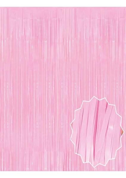Soft Pembe Püsküllü Kapı Perdesi - Parti, Baby Shower, Cinsiyet Partisi 1x2 M fiyatları