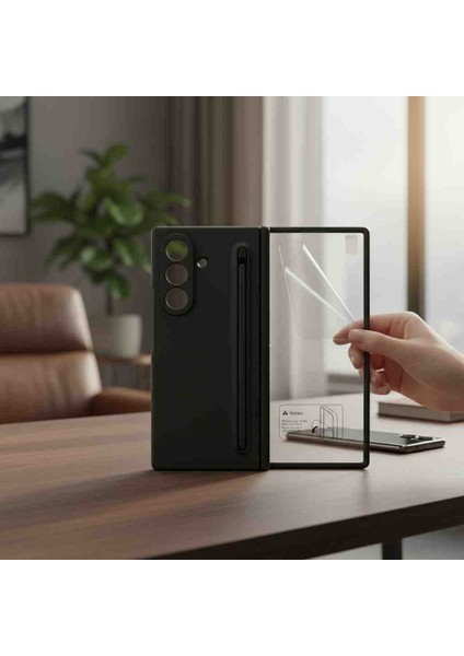 Samsung Galaxy Z Fold 7 S Pen Yuvalı Mat Silikon Koruma Kılıfı – Darbe Emici Şık Tasarım Siyah