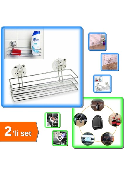 Banyo Organizeri - Çok Amaçlı Dörtgen Vantuzlu + Kablo Düzenleyici Toplayıcı 10 Adet - 2li Set N7AX9