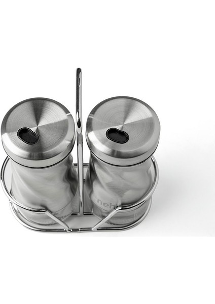 Burgulu Stantlı Paslanmaz Çelik Baharatlık Seti - Gri modelleri