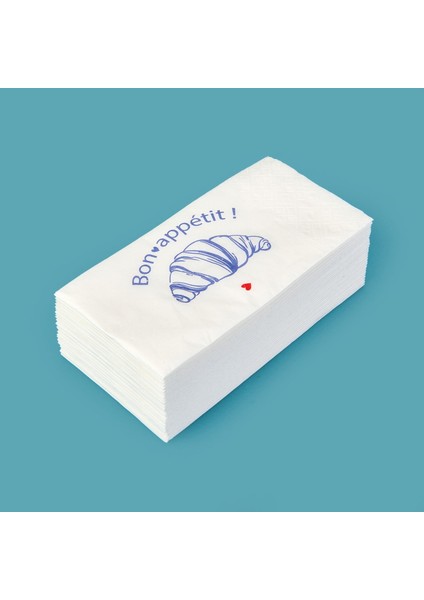 Kitchen 25'li Bon Appetit Desen Peçete - Beyaz - 16X8 cm