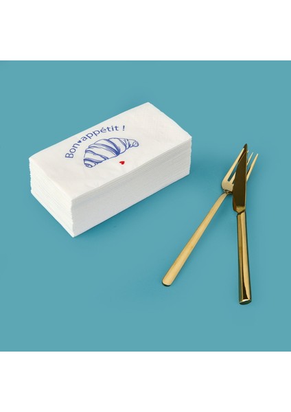 Kitchen 25'li Bon Appetit Desen Peçete - Beyaz - 16X8 cm modelleri