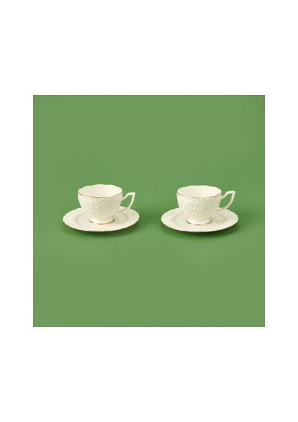 Bone Rosen Porselen Altın Yaldızlı 2'li Çay Seti - Beyaz fiyatları