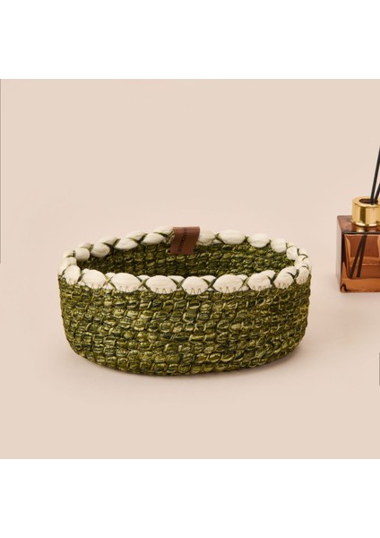 Living Green Culture Dekoratif Sepet - Krem / Yeşil - 21X8 cm fiyatları