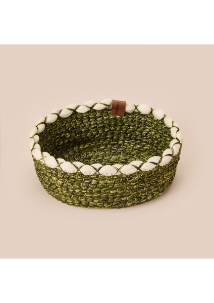 Living Green Culture Dekoratif Sepet - Krem / Yeşil - 21X8 cm modelleri