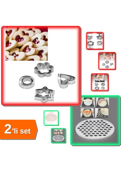 Pratik Mantı Kalıbı + Kek - Bisküvi - Fondan Kalıbı 12 Adet – Hamur Işleri Ustası - 2li Set 4D5E6F