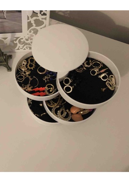 4 Katlı Dönebilen Silindir Takı ve Makyaj Organizer Kutusu fiyatları