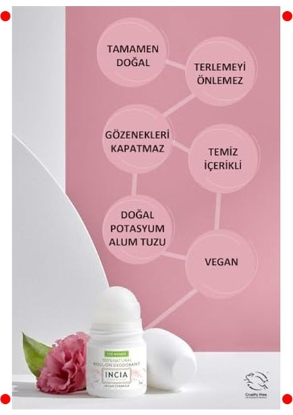 %100 Doğal Kadın Roll-On Deodorant - Lekesiz 50 ml indirimleri