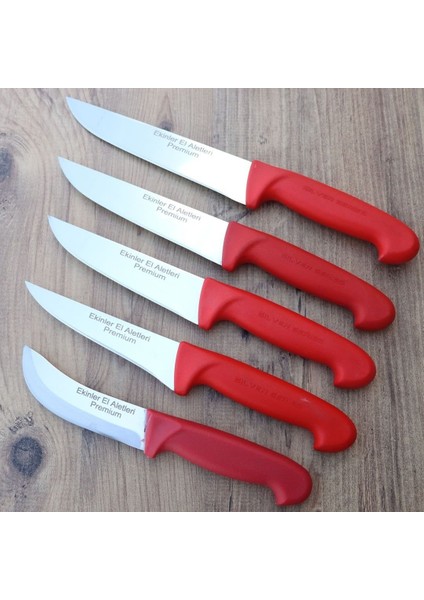PH025 Plastik Saplı Premium Paslanmaz Çelik 5 Li Kasap ve Mutfak Bıçağı Seti