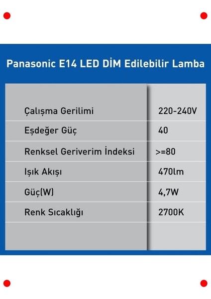 E14 LED Kısılabilir Lamba 4.7W, 470LM, 2700K modelleri