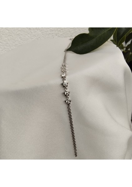 925 Ayar Gümüş Zirkon Taşlı ve Otantik Detay Şahmeran Kadın Bileklik- Şık Tasarım (Yıldız Model) fırsatları