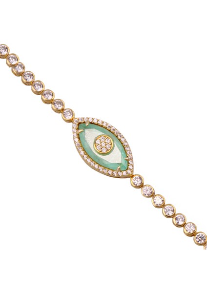 Göz 2 Tennis Gümüş Bileklik , 925 Ayar Kadın Gümüş Bileklik, Altın Kaplama, 21 Cm fiyatları