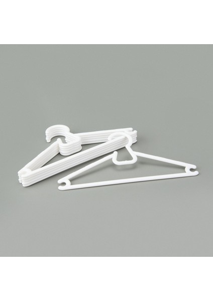 6'lı Çocuk Plastik Elbise Askısı - Beyaz