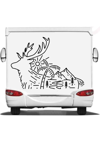 Geyik Sticker - Avcı Hunter 4x4 Off Road Pickup - Araba Oto Karavan Sticker 03000