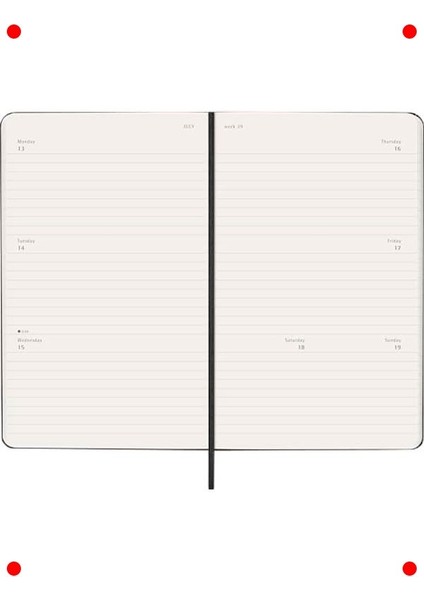 12 Aylık Haftalık Yatay Ajanda - Büyük Boy Siyah indirimleri