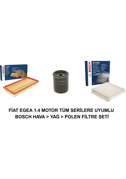 Fiat Egea 1.4 Motor Tüm Serilere Uyumlu Hava > Yağ > Polen Filtre Seti