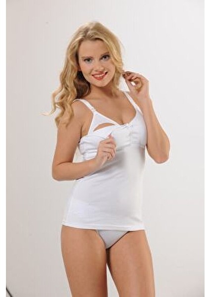 Kadın %100 Pamuk Ekru Emzirme Atleti Rahat Doku ve Esnek Kalıp ile 2400 indirimleri