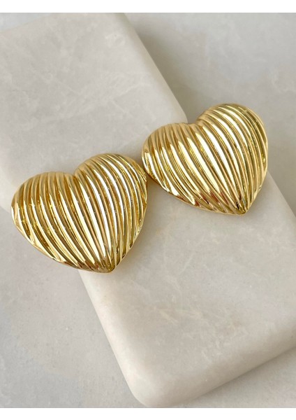 Gold Renkli Kalp Küpe