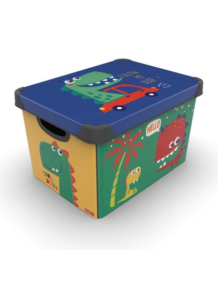 Dinozor Figürlü Oyuncak Kutusu - Renkli - 17 Lt