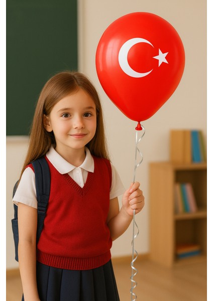 ( 10 Adet ) Ay Yıldız Türk Bayrağı Baskılı Balon Kırmızı Balon Milli Bayram Süsleme fiyatları