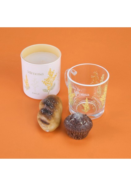 Mimosa Kupa ve Mum Seti - Renkli - 250 ml modelleri