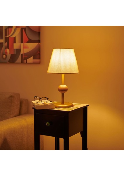 Light Ahşap Detaylı Metal Abajur - Eskitme - 43X25X25 cm fiyatları