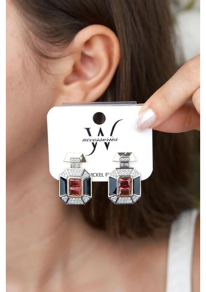 Kırmızı Geçişli Küpe