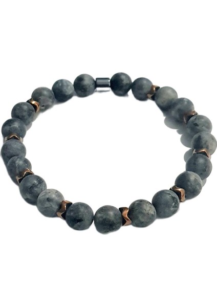JTAW25BLK1647 8 mm Ceyt ve Hematit Doğaltaş Esnek Koyu Gri Garantili Janti Bileklik