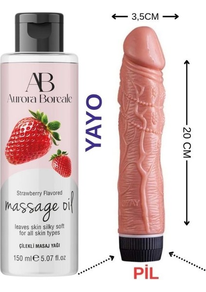 Çilek Aromalı 150ML Masaj Jel 20 cm Anl Vaginal Kulanım Için 20CM Süper Set Titreşimli Aşkın Deposu 20 cm Anl Vaginal Kulanım Için