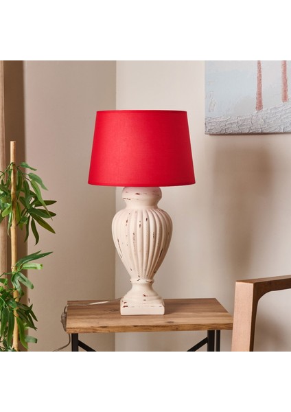 Lighting Apollon Eskitme Büyük Abajur - Kırmızı / Krem - 60 cm
