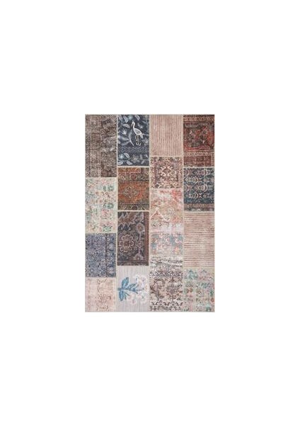 Desenli Yuvarlak Halı - Renkli - 90X90 cm