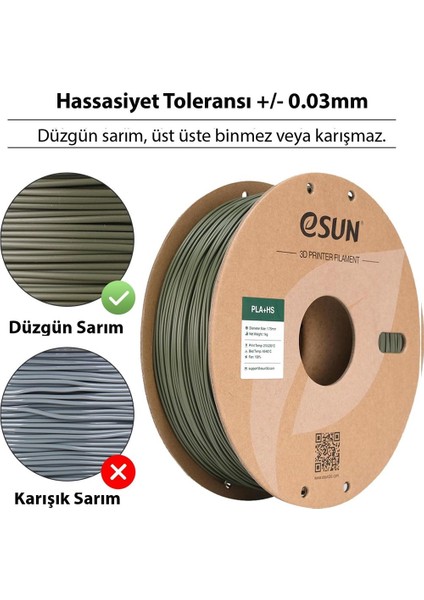 Pla-Hs Zeytin Yeşili Filament 1.75MM 1kg - Yüksek Hız Uyumlu Pla+ fiyatları