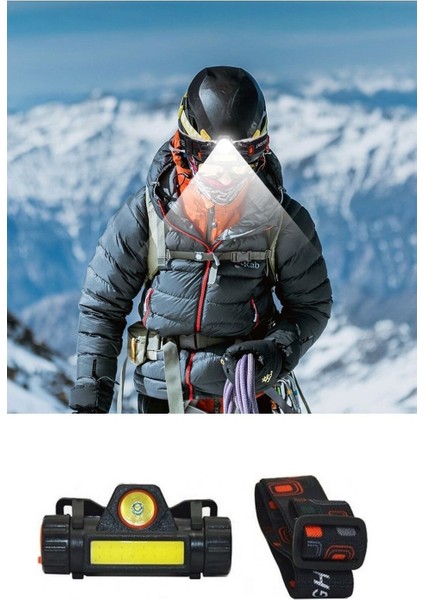 Kafa Lambası - 8 Saat Dayanıklı Şarjlı Sensörlü Mıknatıslı - Kamp - Balıkçılık- Acil Durum Feneri