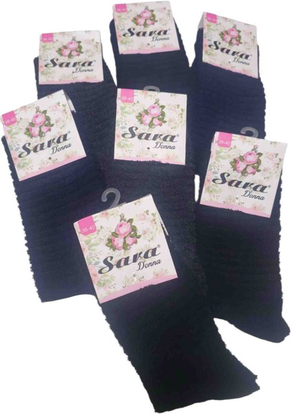 Donna 7 Li Bayan Ters Havlu Çorap Siyah Lacivert Antrasit