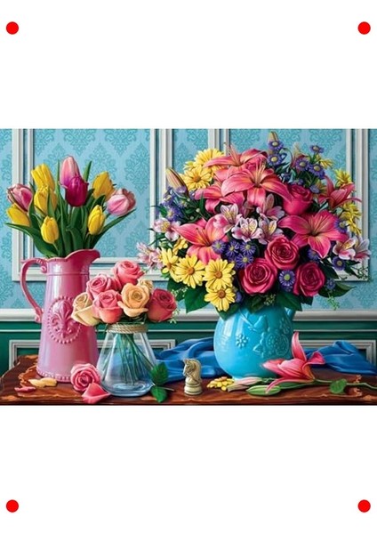 Rengarenk Buketler Resimli Yapboz 1000 Parça