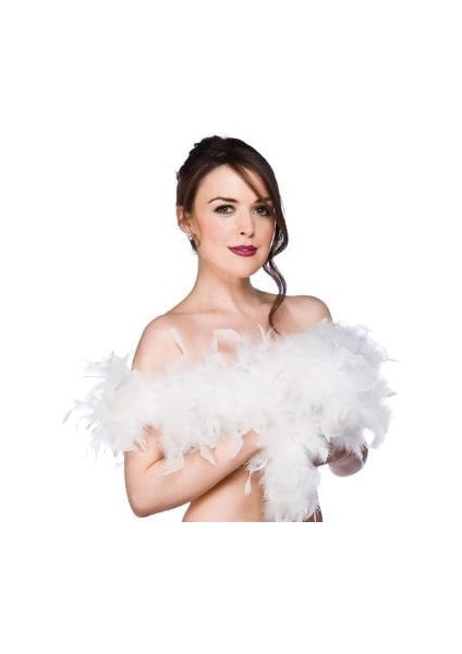 2 Metre Boa Tüy Otriş - Beyaz