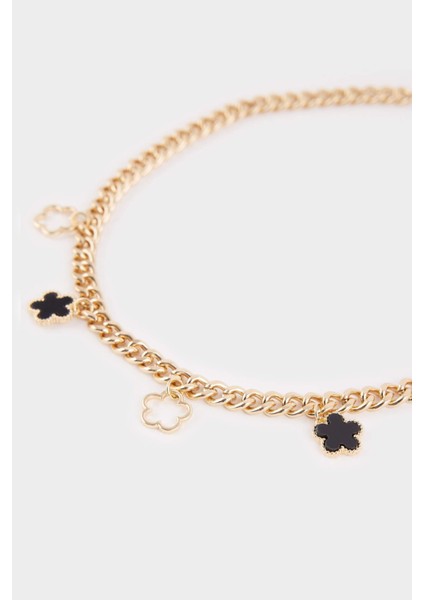 Kadın Siyah-Beyaz Yonca Detaylı kolye E8306AXNS fiyatları