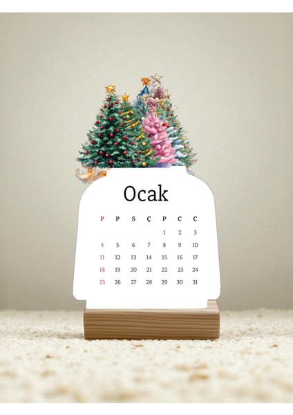 2026 Takvimi, Masa Takvimi, Turuncu Çiçek Ahşap Ayaklı Masa Takvimi 001 fiyatları