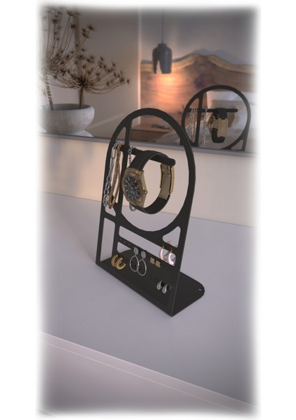 Metal Takı Standı Saat Organizer – Küpe Kolye Bileklik Düzenleyici Masaüstü Takı Askısı