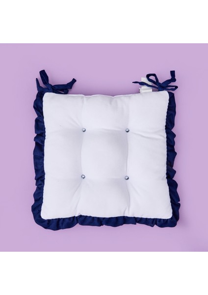 Soft Nora Sandalye Minderi - Lacivert / Beyaz - 40X40 cm fiyatları
