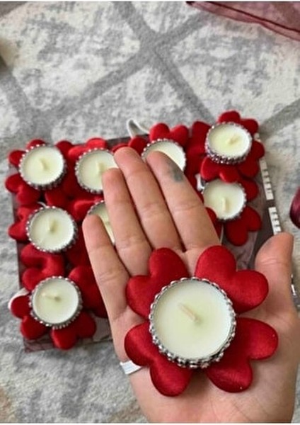 Kırmızı Nedime El Mumu 12 Adet Düğün ve Kına Gecesi İçin Şık Süsleme