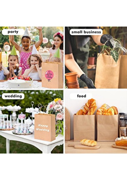 Kraft Hediye Kağıt Çanta 5 Adet Büküm Saplı 25x12x31 cm Doğal ve Şık Tasarım
