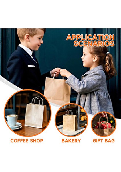 Kraft Hediye Kağıt Çanta 5 Adet Büküm Saplı 25x12x31 cm Doğal ve Şık Tasarım