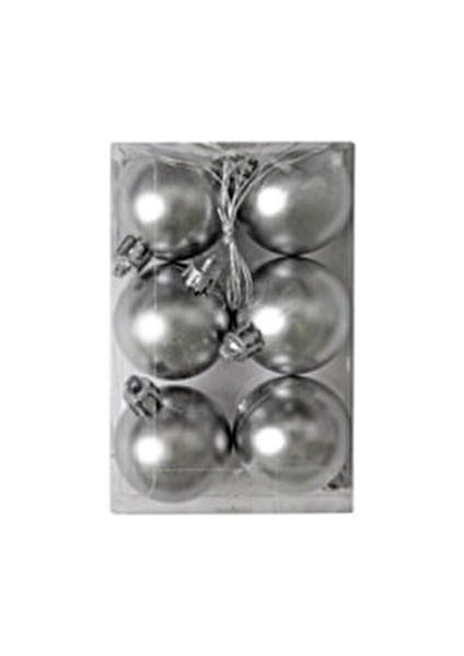 6lı Yılbaşı Çam Ağacı Topu 4 cm Gümüş modelleri