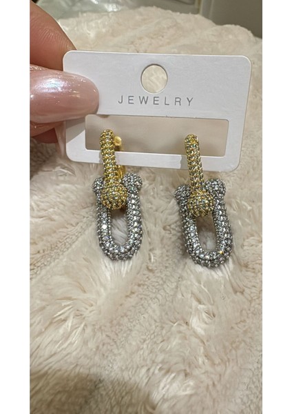 Çift Renk Tasarım Ataç Küpe