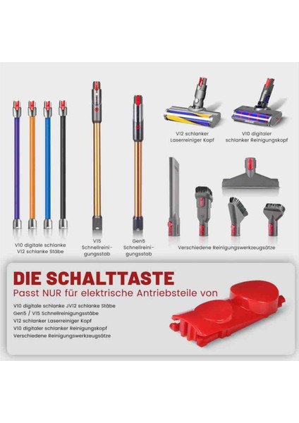 Dyson V10 Digital Slim, V12 Slim Elektrikli Süpürge Uzatma Borusu Klipsli Düğme Yedek Parçalar, Aksesuar Alet SETLERI/V15 Gen 5 Quick-Clean Yaylı Boru Alet Düğmesi fiyatları