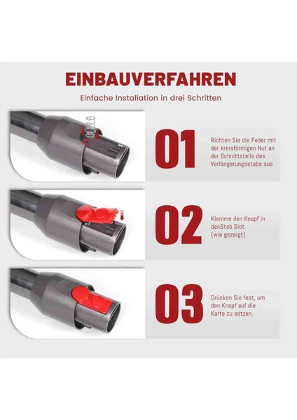 Dyson V10 Digital Slim, V12 Slim Elektrikli Süpürge Uzatma Borusu Klipsli Düğme Yedek Parçalar, Aksesuar Alet SETLERI/V15 Gen 5 Quick-Clean Yaylı Boru Alet Düğmesi modelleri