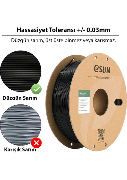 Pla-Hs Siyah Filament 1.75MM 1kg - Yüksek Hız Uyumlu Pla+ fiyatları